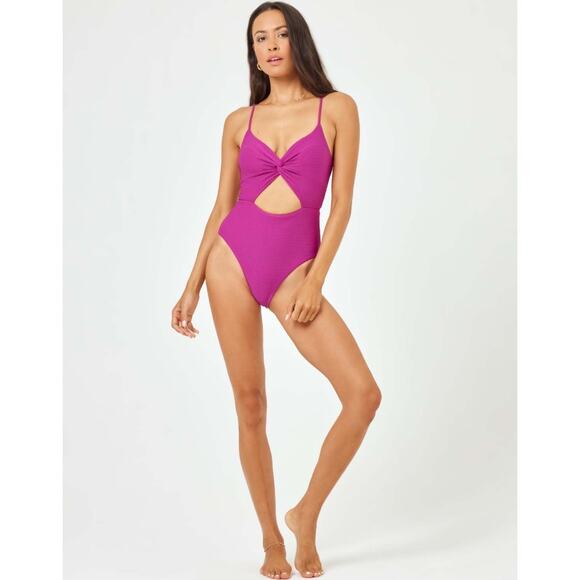 L*SPACE Women's Kyslee One Piece Swimsuit Medium Pink Berry Eco Chic Repreve NWT